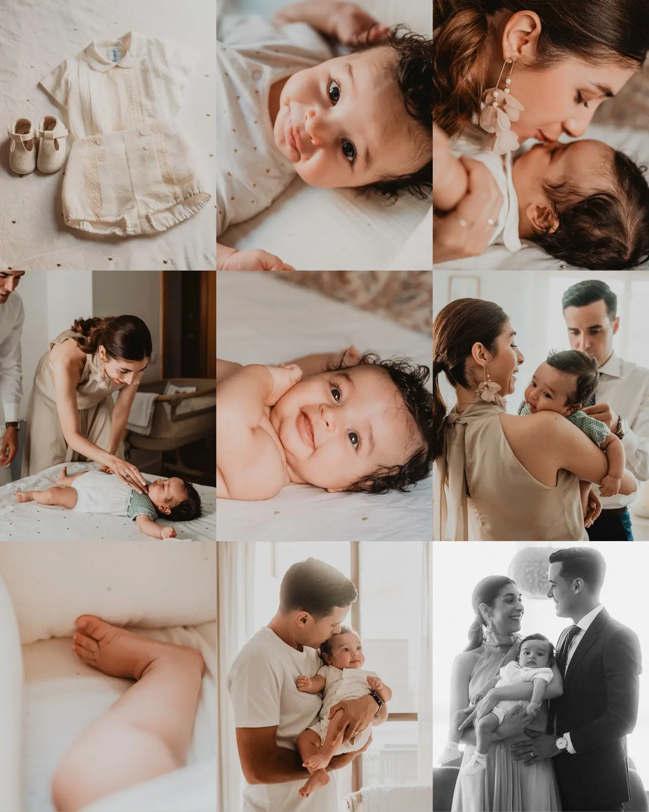 Fotografía de bautizo: collage preparativos casa